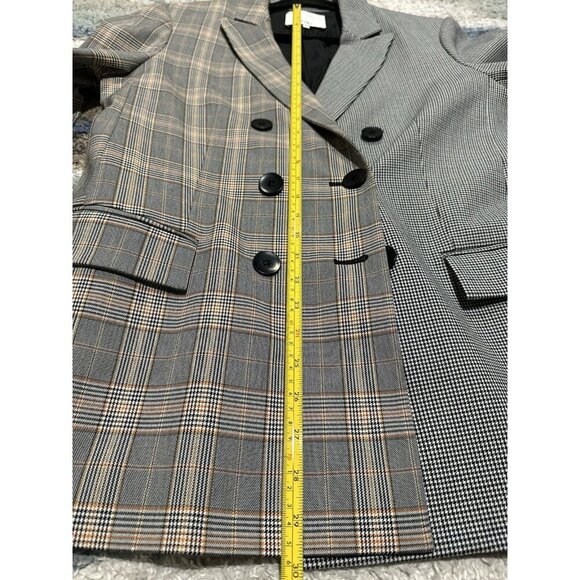 Tibi Two Tone Check Plaid Steward Double Breasted Blazer Women's 12 Chic NO BELT - Picture 12 of 13